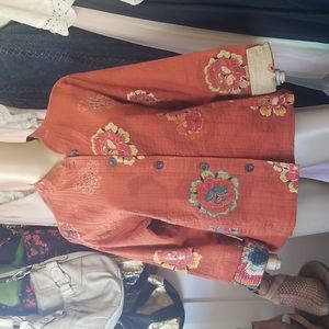 Lightweight Mandarin style quilted jacket by Chico's sz 2